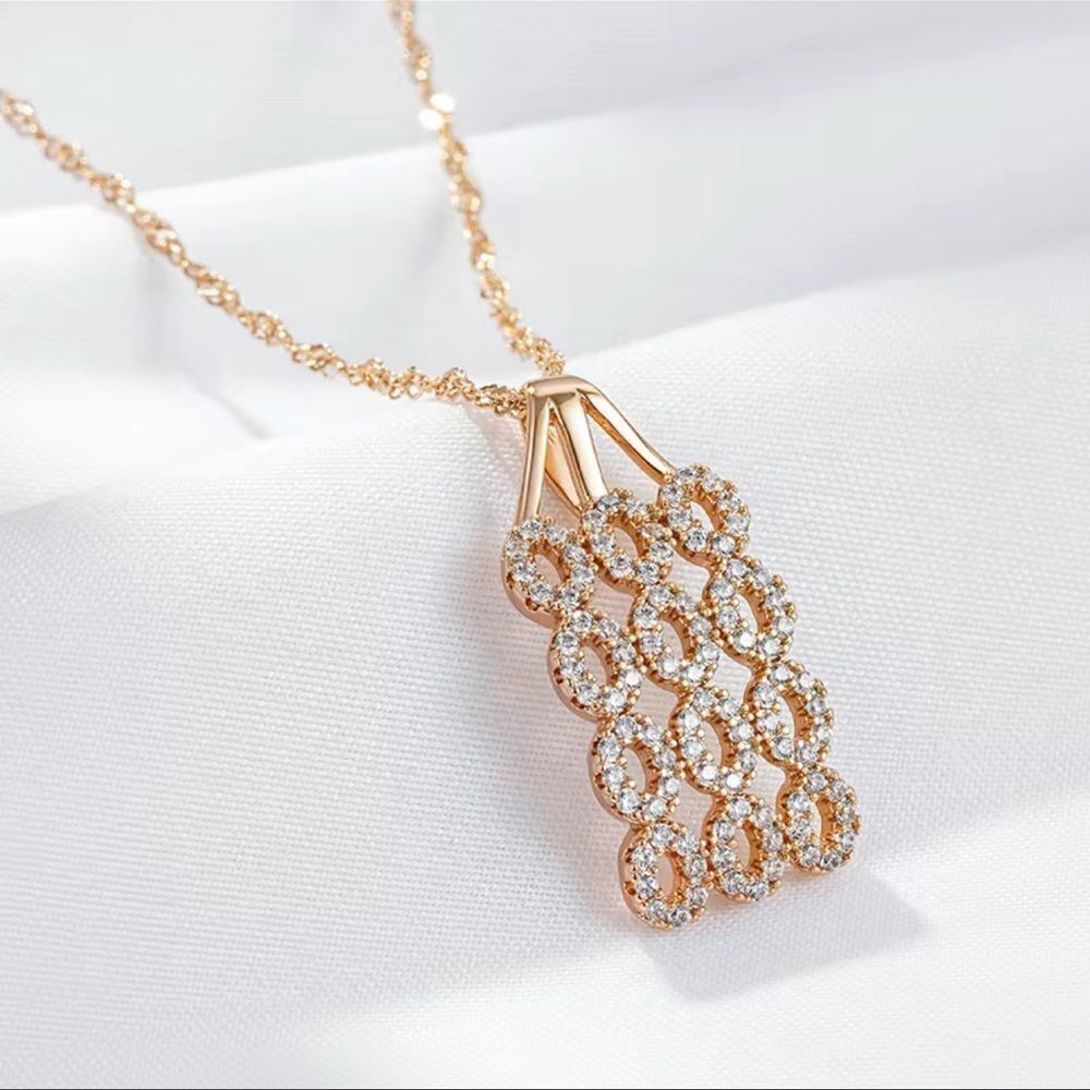 Radiant Elegance: 585 Rose Gold Plated Necklace with Zircon Accents" - Picture 5 of 15